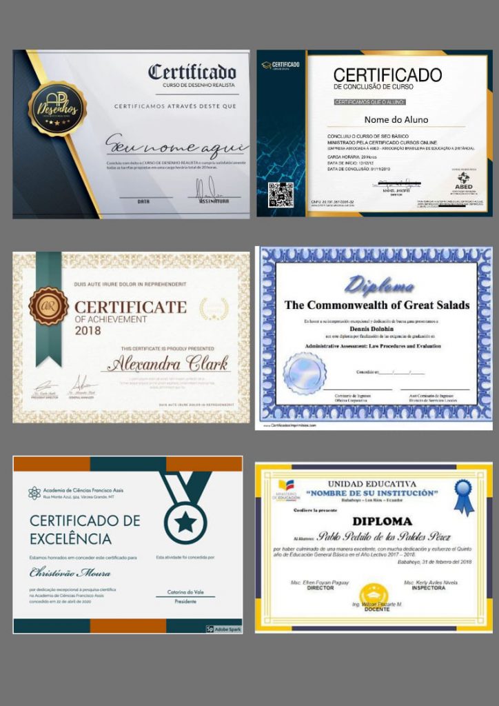 Certificados e Diplomas